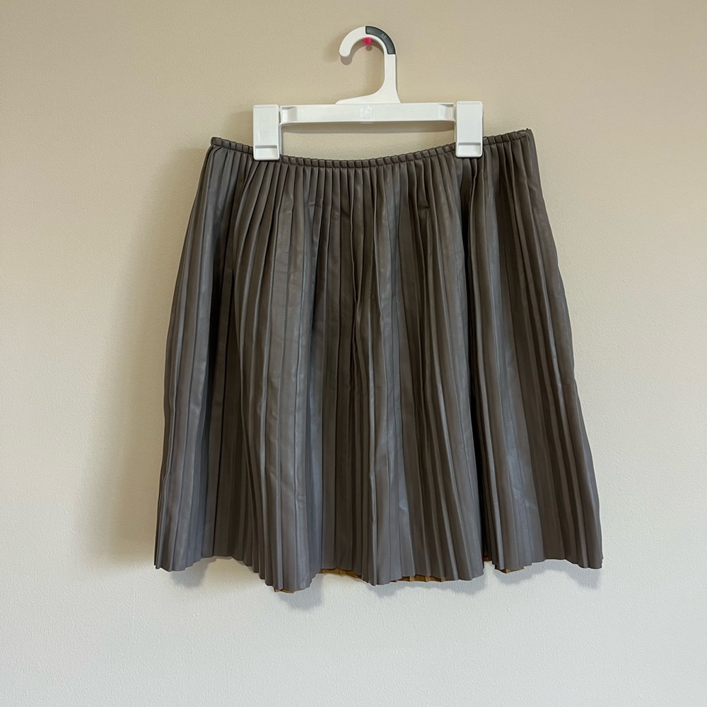MSGM grayish taupe pleated faux leather skirt
